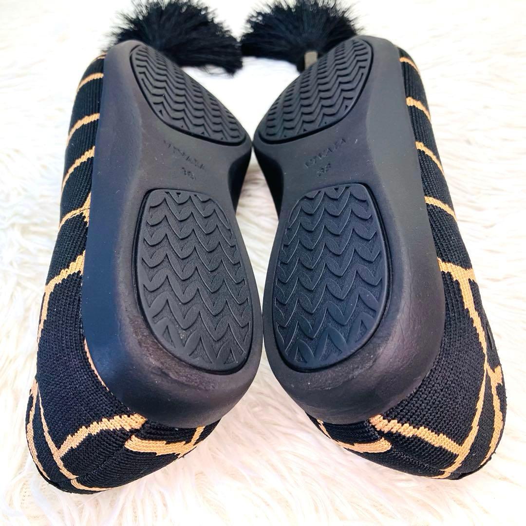 極美品】希少VIVAIA 38 キリン柄 スクエアトゥ シュークリップタッセル