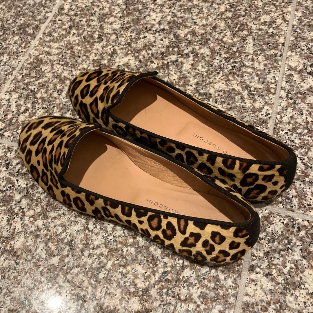 FABIO RUSCONI レオパートフラットシューズ ハラコ 36