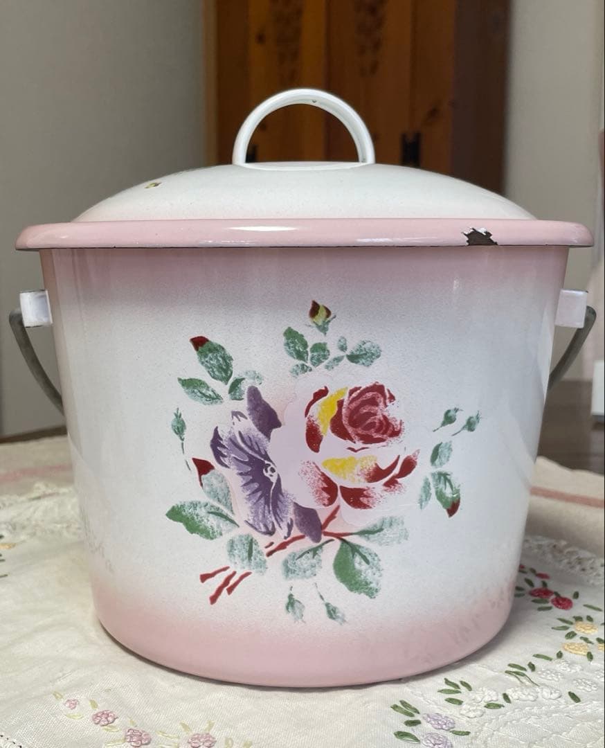 imane イマンプリンスローズ蓋付きホーローバケツ - メルカリ