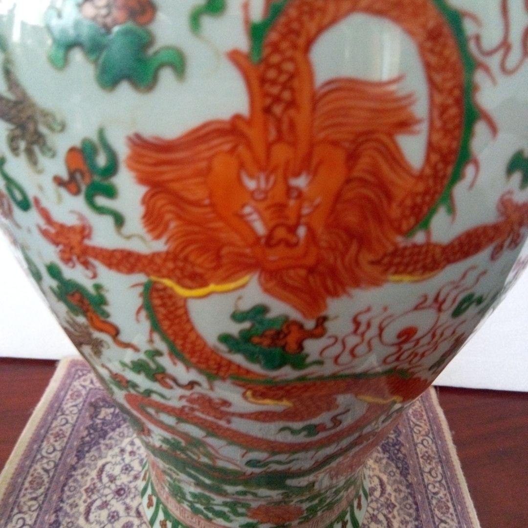 新品 通販ホビー・楽器・アート - 中国古玩 大明嘉靖年製 色絵龍紋様 梅瓶