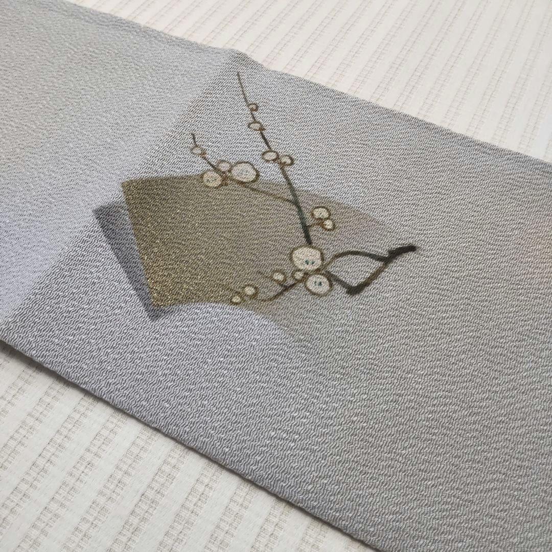 名古屋帯】未使用品✣やわらかな春待ちの梅 ― 手描き 406cm - メルカリ