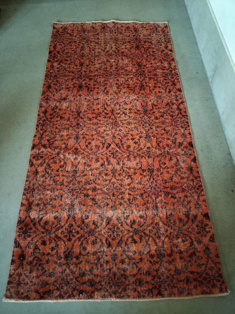 アプリコットカラーのオーバーダイラグ ヴィンテージ 総フラワーNo.682