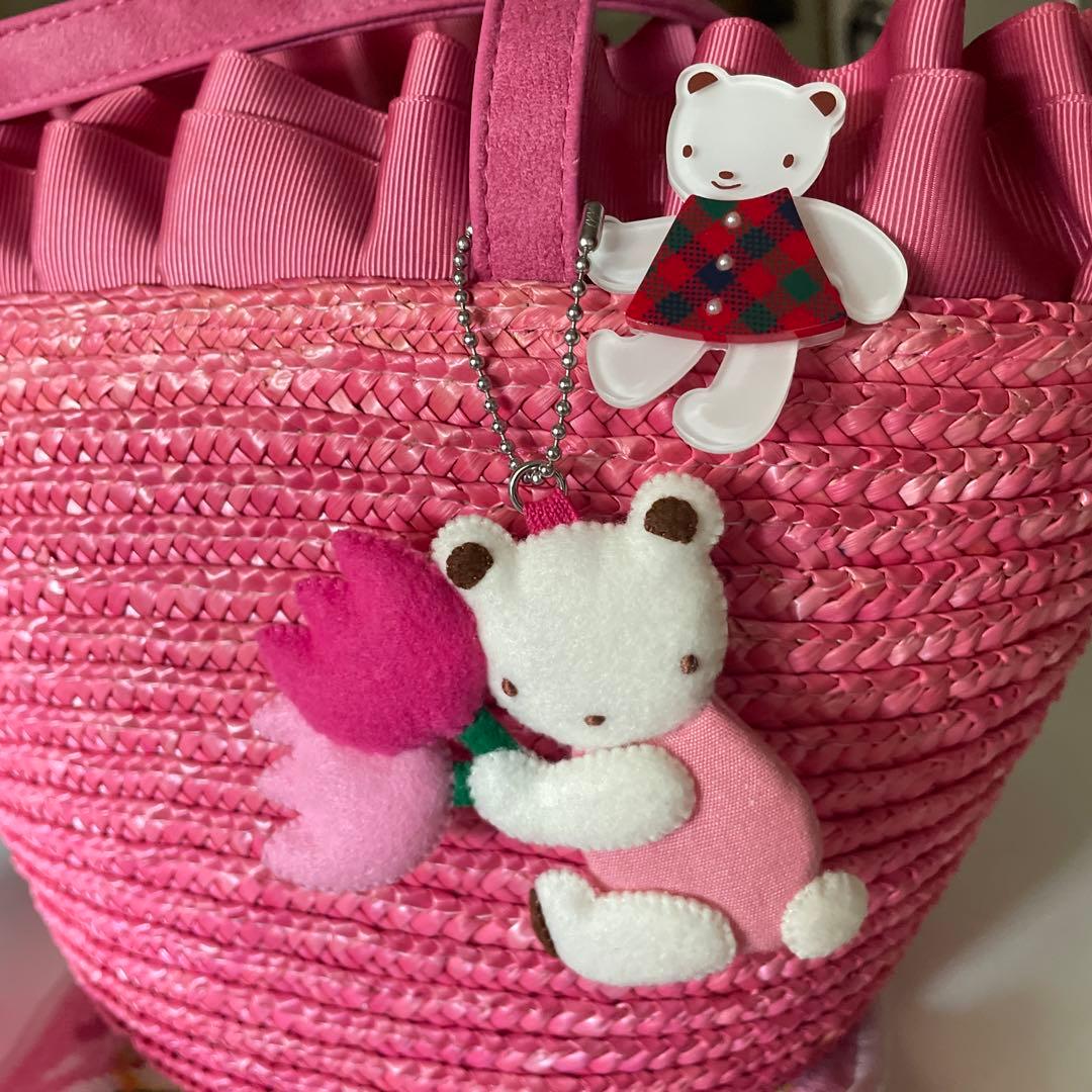 familiar かごバッグ クマチャーム　くまブローチ付き 美沙子ちゃん×しまむらの くまちゃん届きました〜♪ 店舗到着メールに