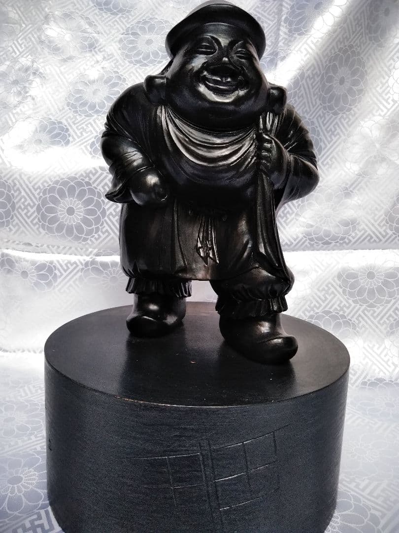 走り大黒天　木彫り 木彫仏像 走り大黒天像 総高45cm 桧材 木地仕上 木彫仏像の制作