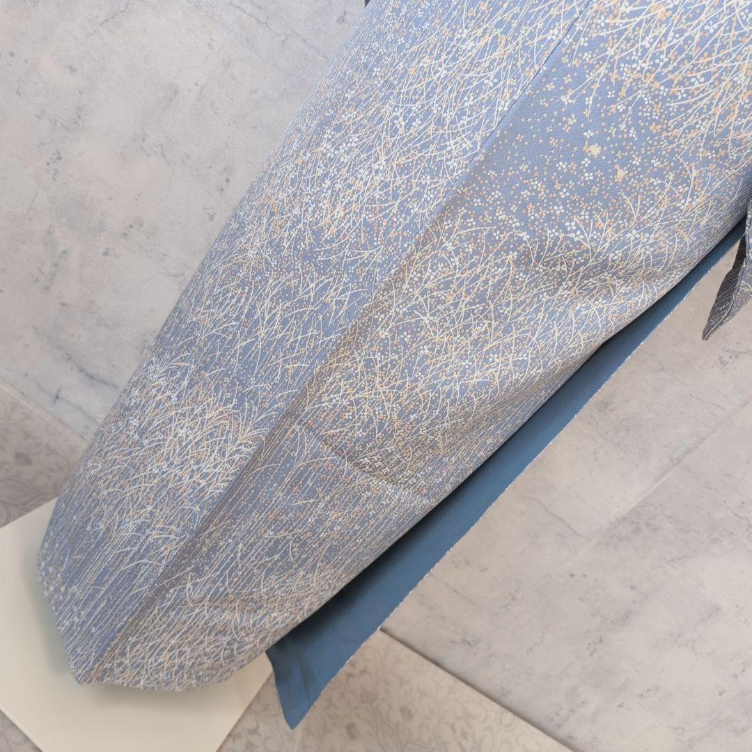 大セール中】小紋 フルセット 着物 正絹 青紺地 色彩 帯ユニーク F前