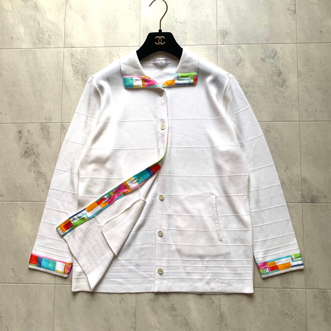 美品♡レオナール ニットジャケット カーディガン トリム 花柄