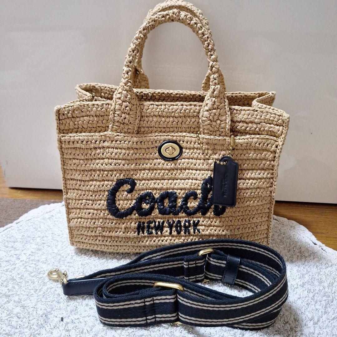 Coach かごバッグ ベージュ ロゴ刺繍 COACH（コーチ） かごバッグ CAM62 レディース カーゴ トートバッグ 26