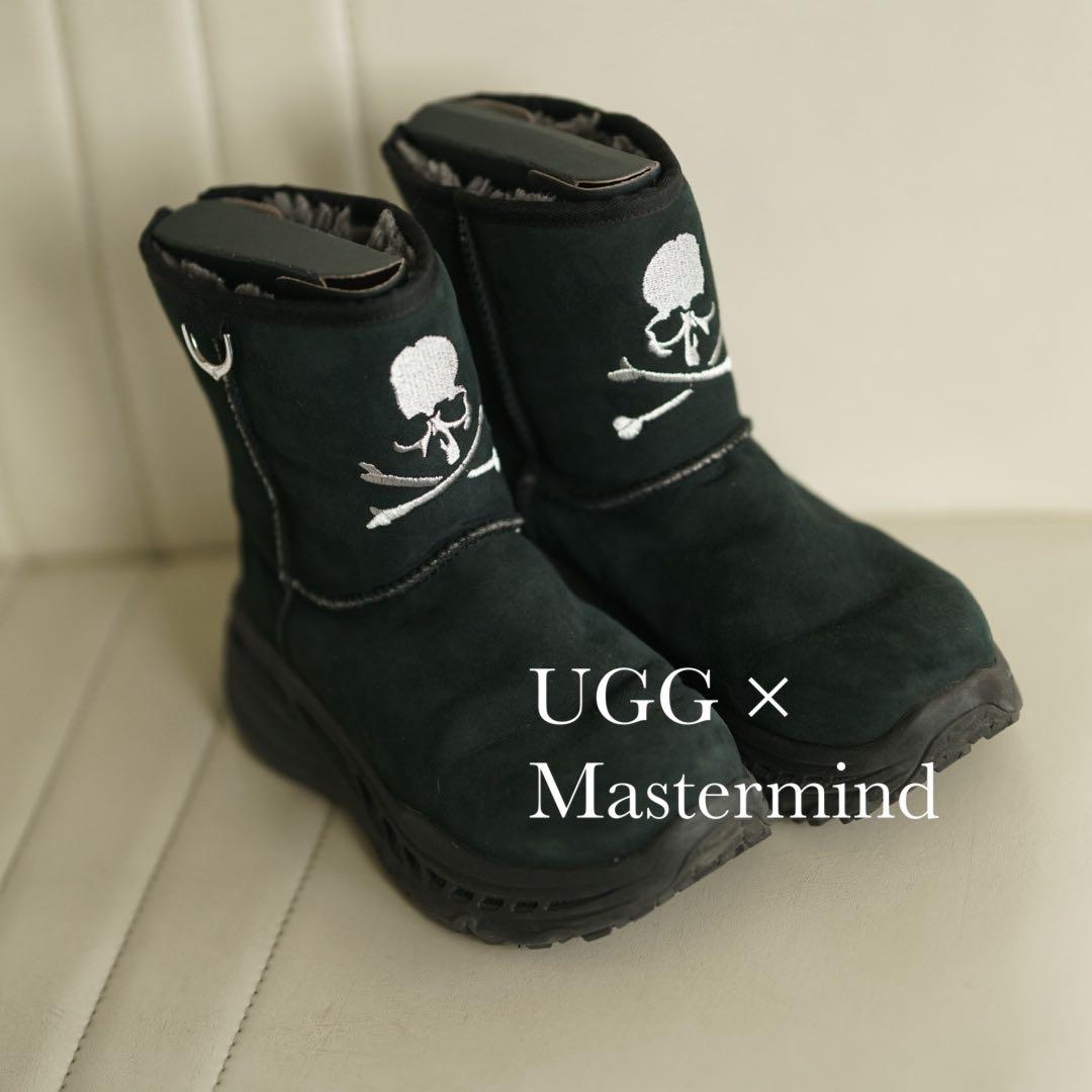 美品mastermind UGG バックジップ スカル刺繍 ムートン ブーツ Mastermind Japan x Ugg Skull Embroidered Shearling Boots •Gently