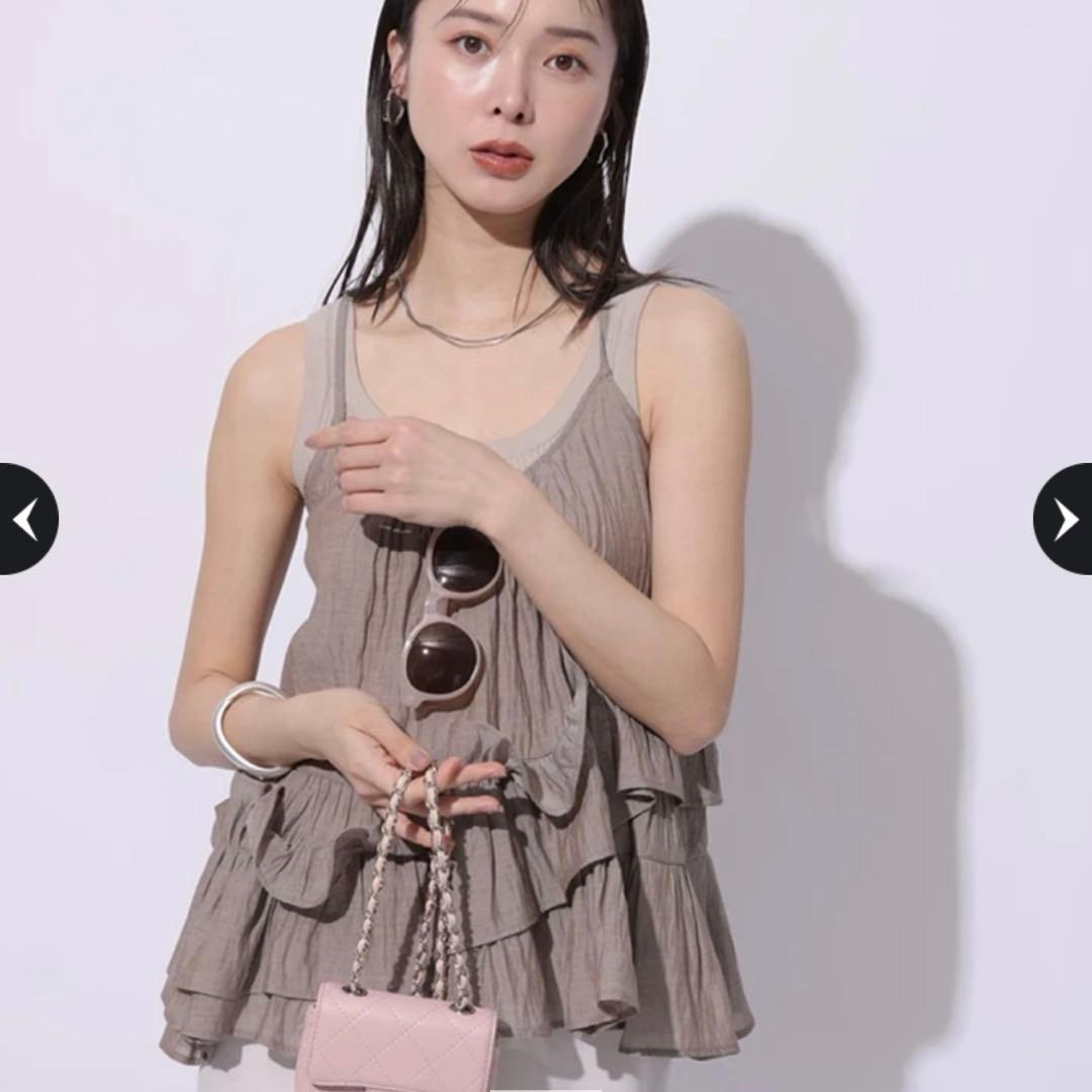 Mystrada フリルティアードキャミ モカSサイズ Mystrada フリルティアードキャミ モカSサイズ