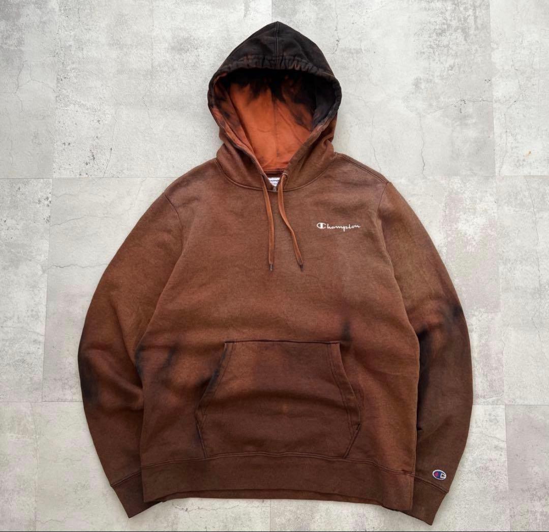 鬼フェード ボロ パーカー 褪色 グラデーション ブラウン old