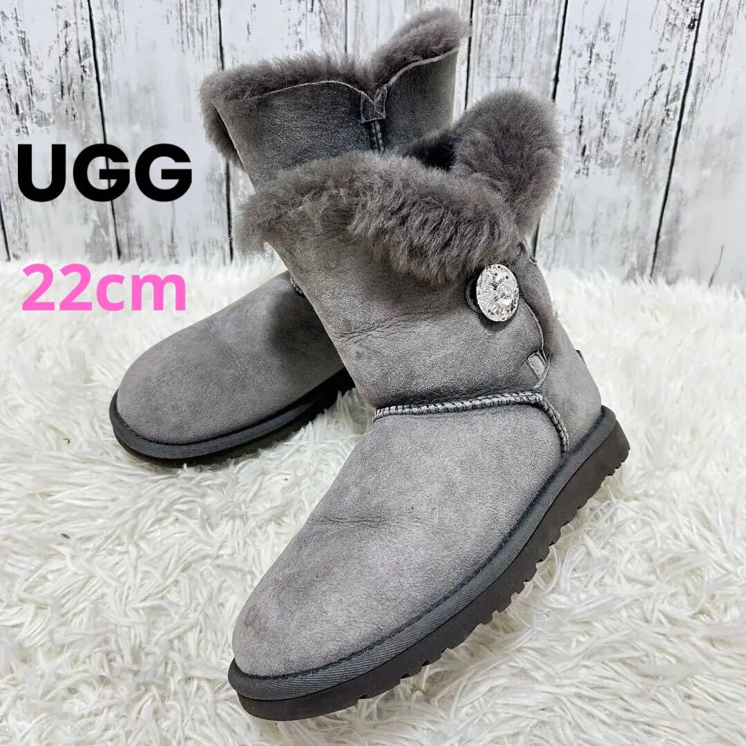 UGG】22cm SWAROVSKI ムートンブーツ グレー②