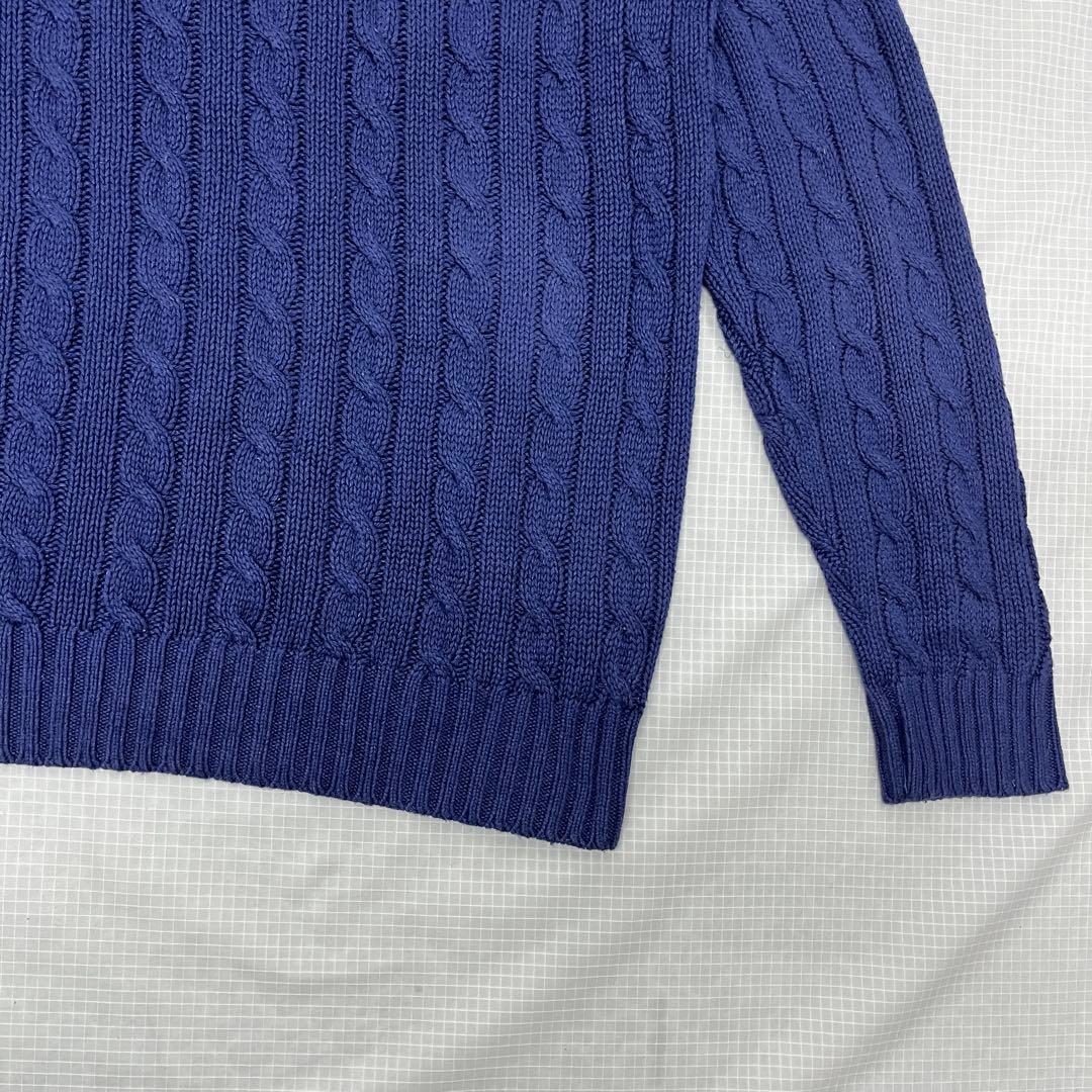 極上シルクリネン】ポロラルフローレン ケーブルニット 紫紺 XLT 身幅76