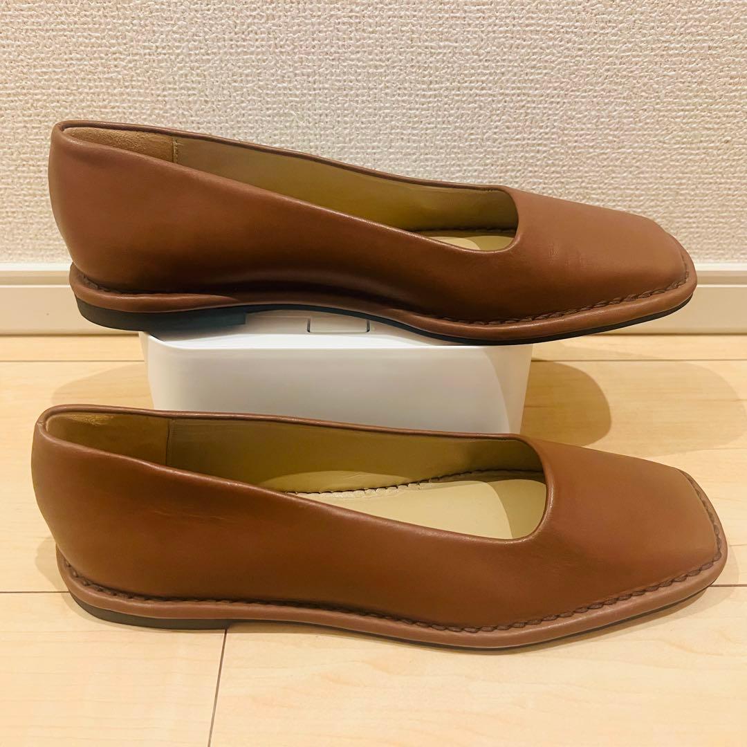 未使用に近い】ペリーコサニー パンプス レザー フラット ブラウン