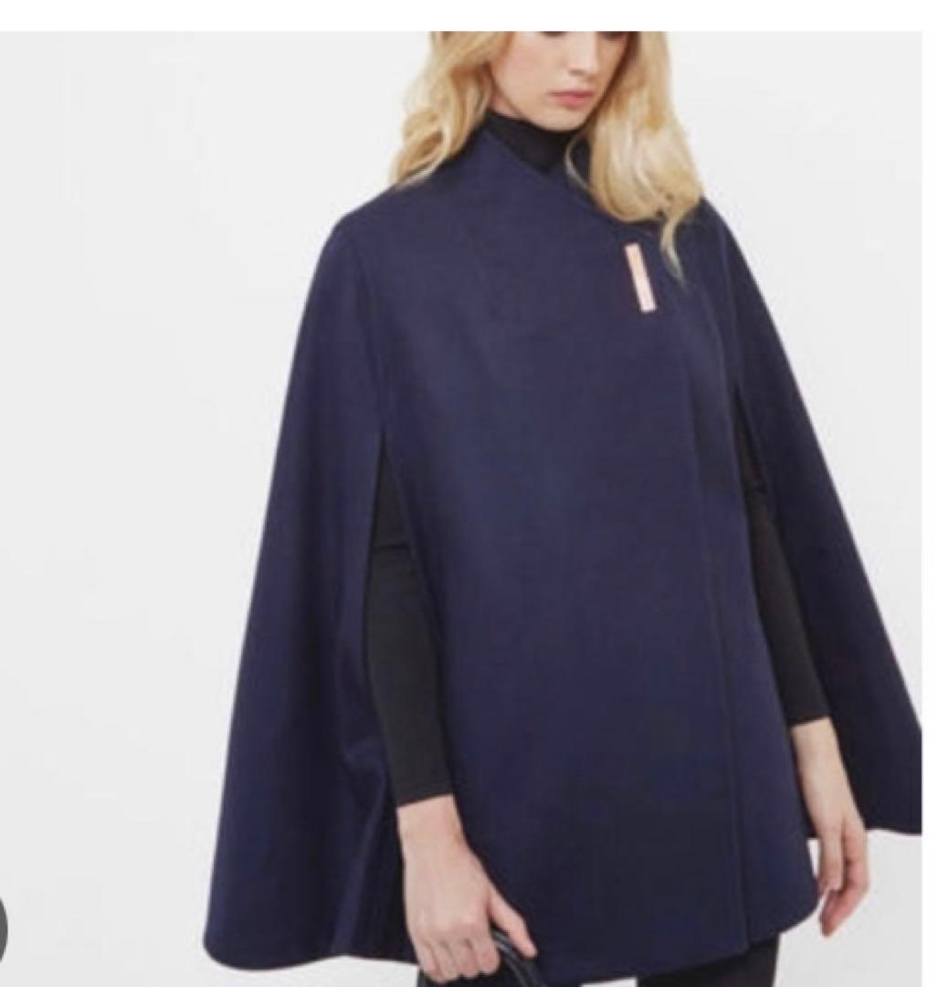 テッドベイカー　ケープコート　ウール　カシミヤ混　S ネイビー コウベレタス KOBE LETTUCE ケープコート [K1242] （ネイビー
