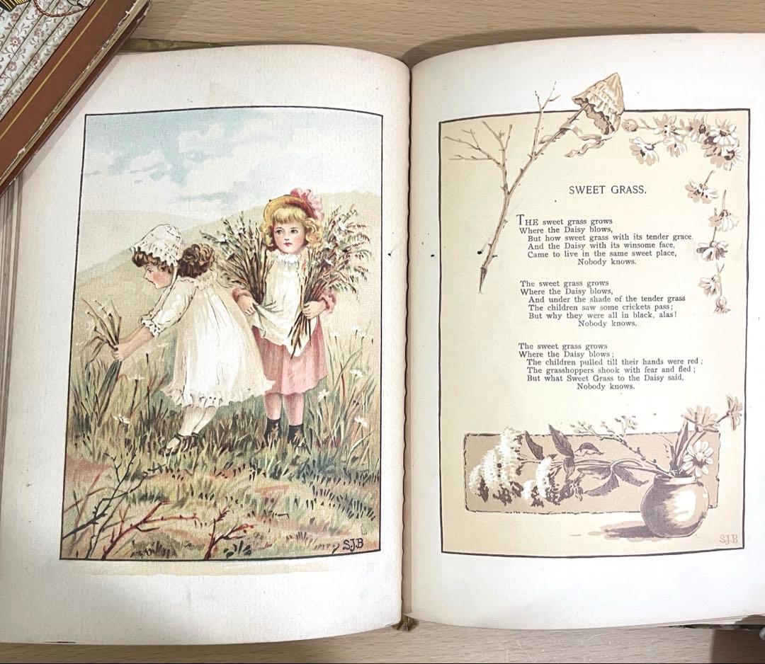 No349希少 アンティーク 古書 洋書 絵本 ビクトリアン児童書 童謡 詩集
