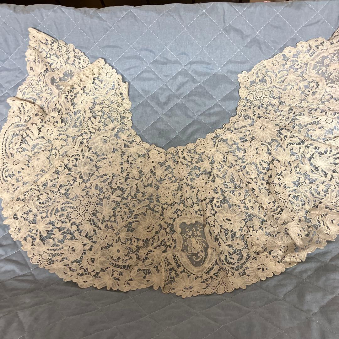 フランスアンティークレースの襟 英国アンティーク、アイリッシュクロッシェレースのレース付け襟