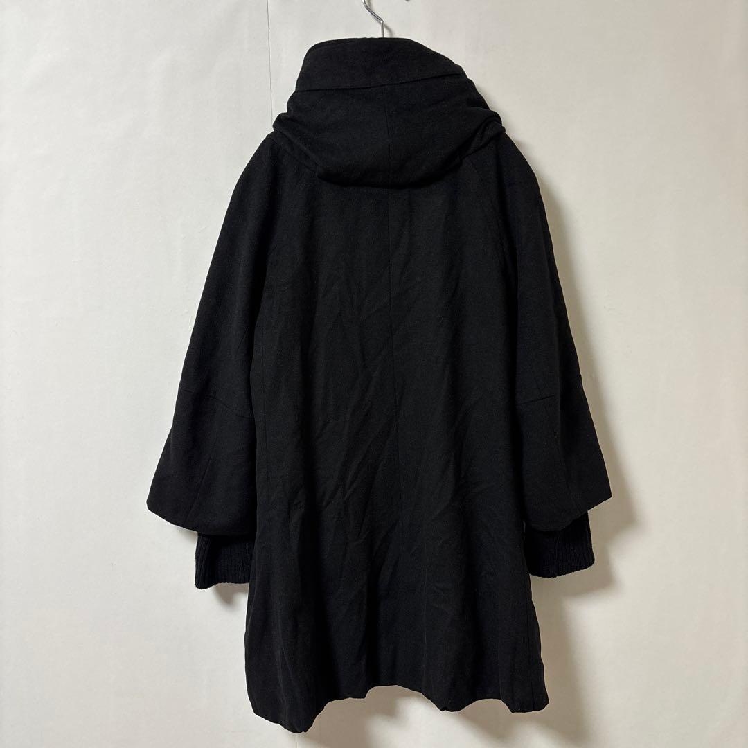 BEARDSLEY ビアズリー【F】膝丈コート ブラック フード ライナー 毛混