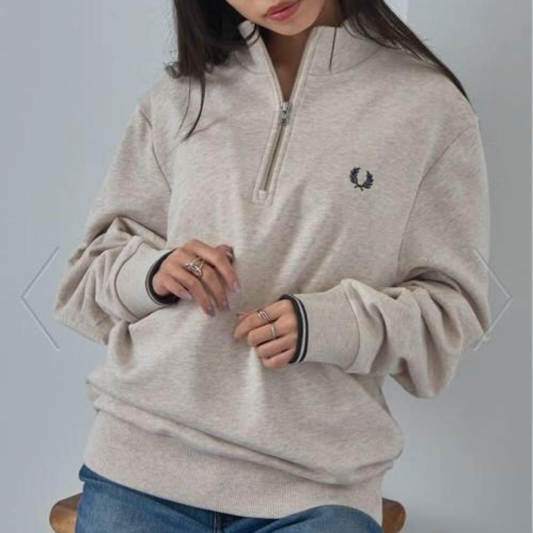 フレッドペリー ハーフジップスウェットトレーナー M3574 ベージュ Sサイズ FRED PERRY（フレッドペリー） トレーナー メンズ ハーフ ジップ