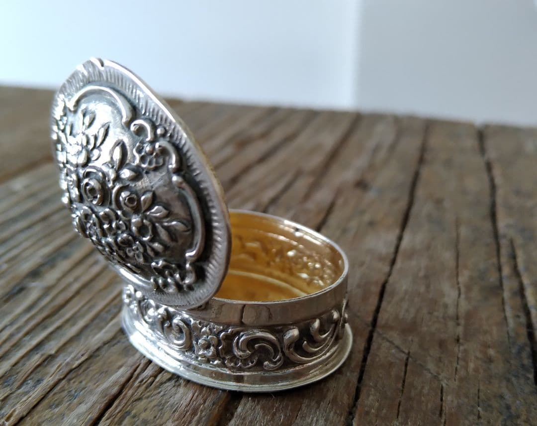 835 Sterling Silver Pill Box シルバーピルケース Napier Sterling Silver Pill Box