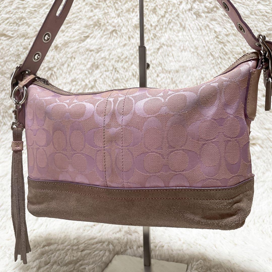 COACH shoulder bag tassel Signature pink