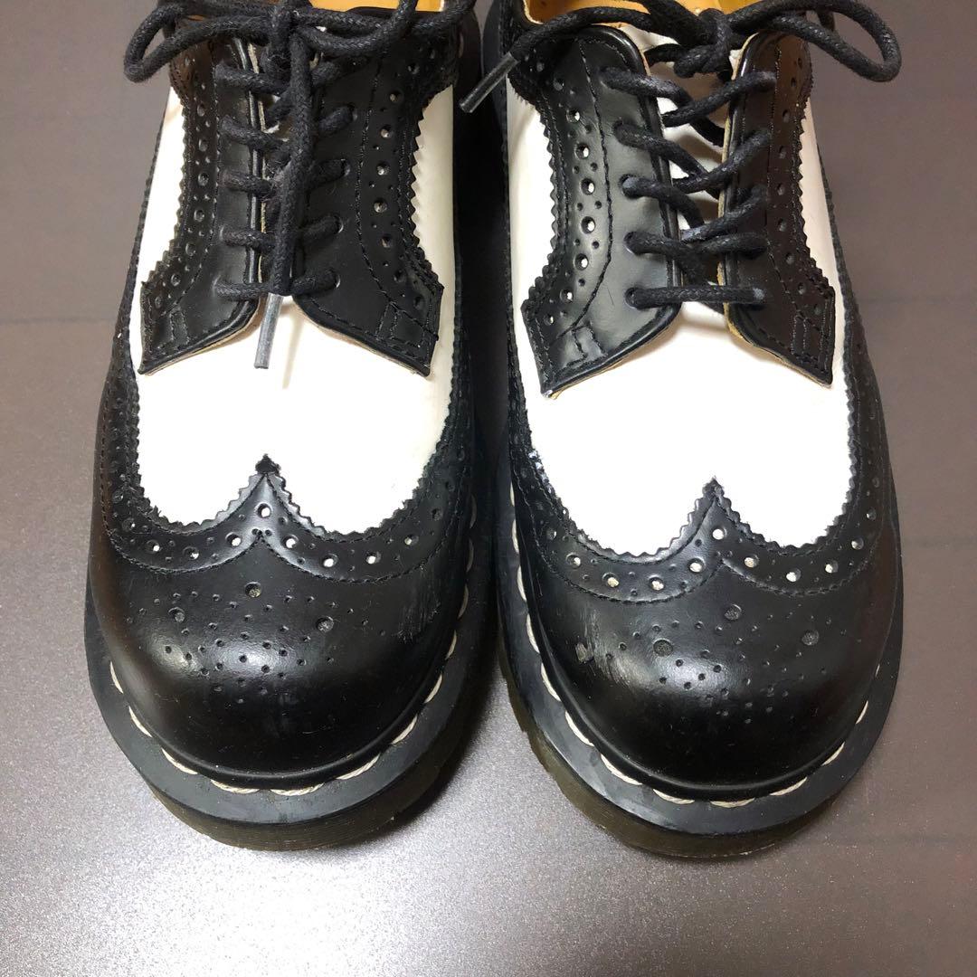 ドクターマーチン 白黒 ウイングチップ シューズ UK3 22cm - メルカリ