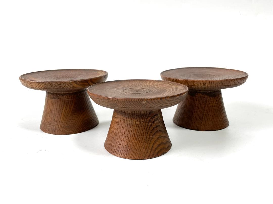 骨董　アンティーク　李朝　木彫　台皿　高足皿　３点　台座　朝鮮骨董 骨董 アンティーク 李朝 木彫 台皿 高足皿 3点 台座 朝鮮骨董