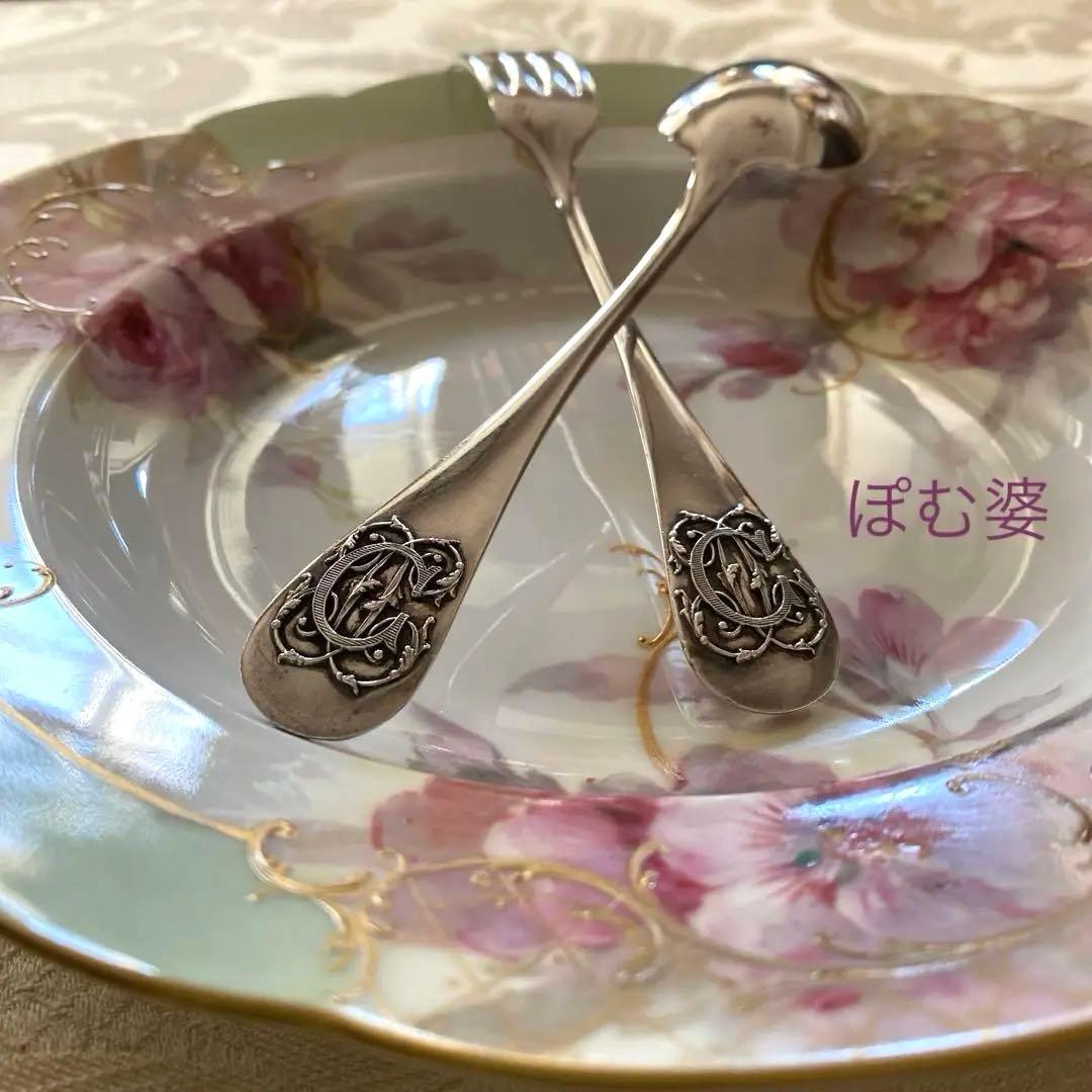 フランス／H.Soufflot】純銀／フォーク＆スプーン 2セット