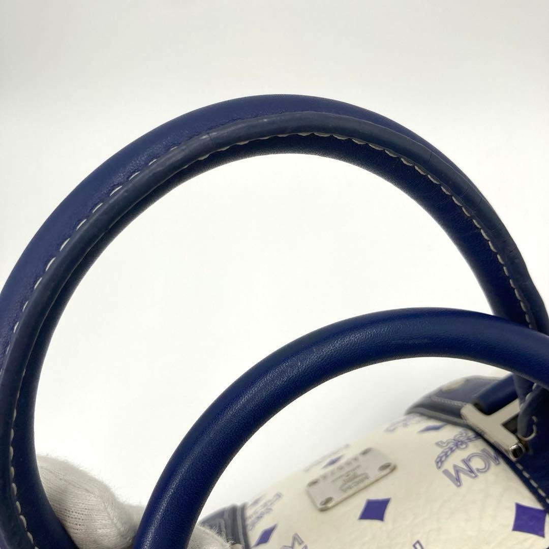 美品✨MCM エムシーエム ヴィセトス 2way ミニボストン ネイビー 白