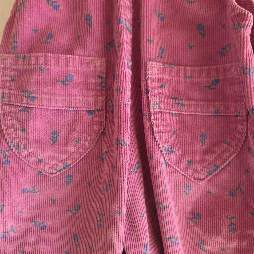 OshKosh☆ 花柄コーデュロイオーバーオール 18М 80年代 USA製 紫