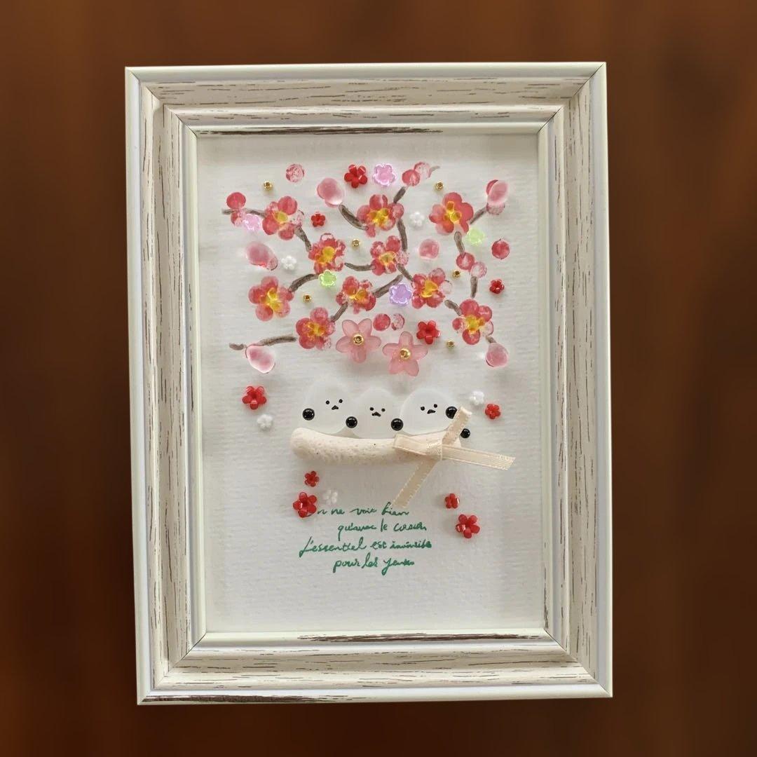 シーグラスアート(梅の花とシマエナガ) - メルカリ