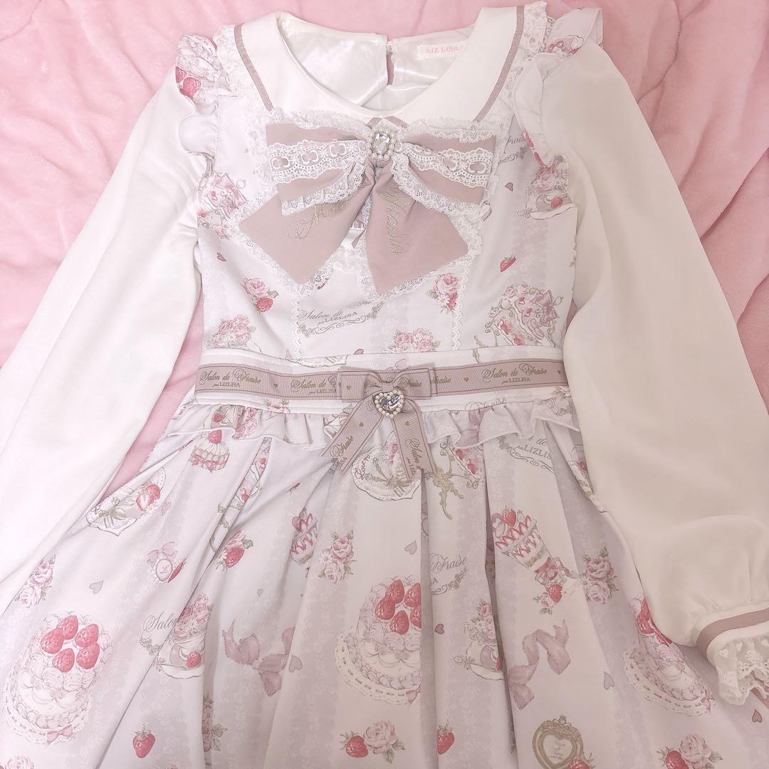 LIZLISA リズリサ Salon de Fraise柄ワンピース ピンク - メルカリ