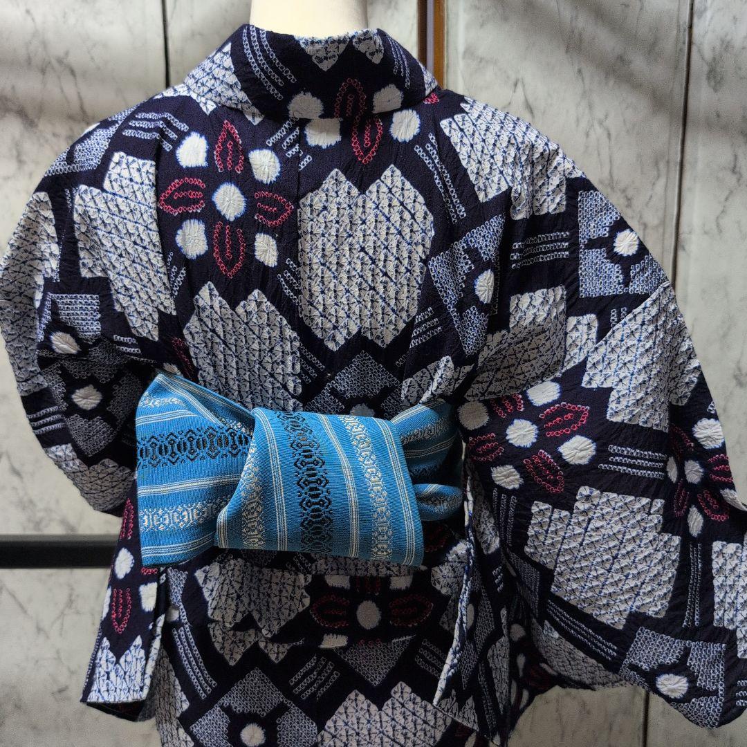 濱文子様ご購入高級有松絞り 肩当て居敷き当て付き 一部しつけ糸有り美