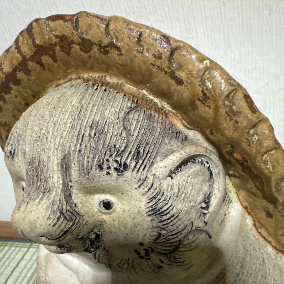 信楽焼 白 たぬき 狸 焼き物 ホワイト 2代 38cm 陶芸 工芸品 置物