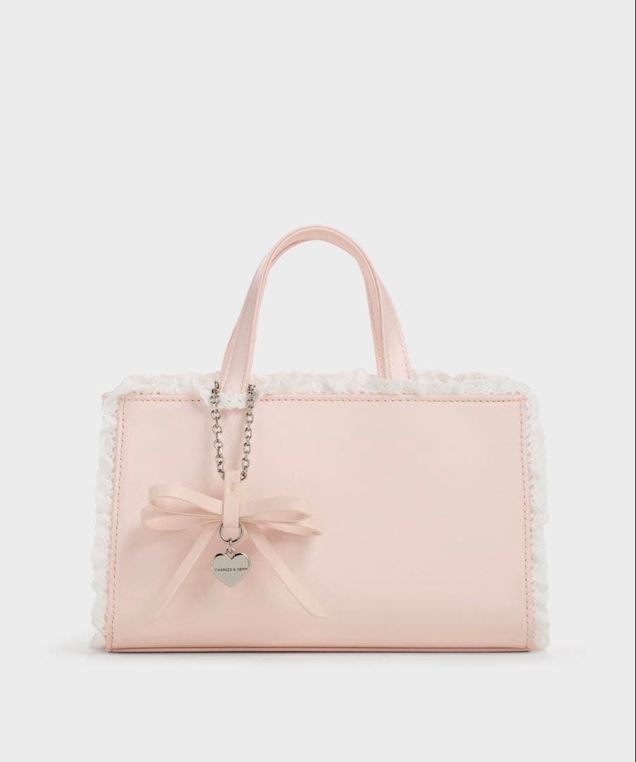 CHARLES & KEITH Raina レイナ レーストリム トートバッグ Raina レイナ レーストリム トートバッグ - シルバー | CHARLES