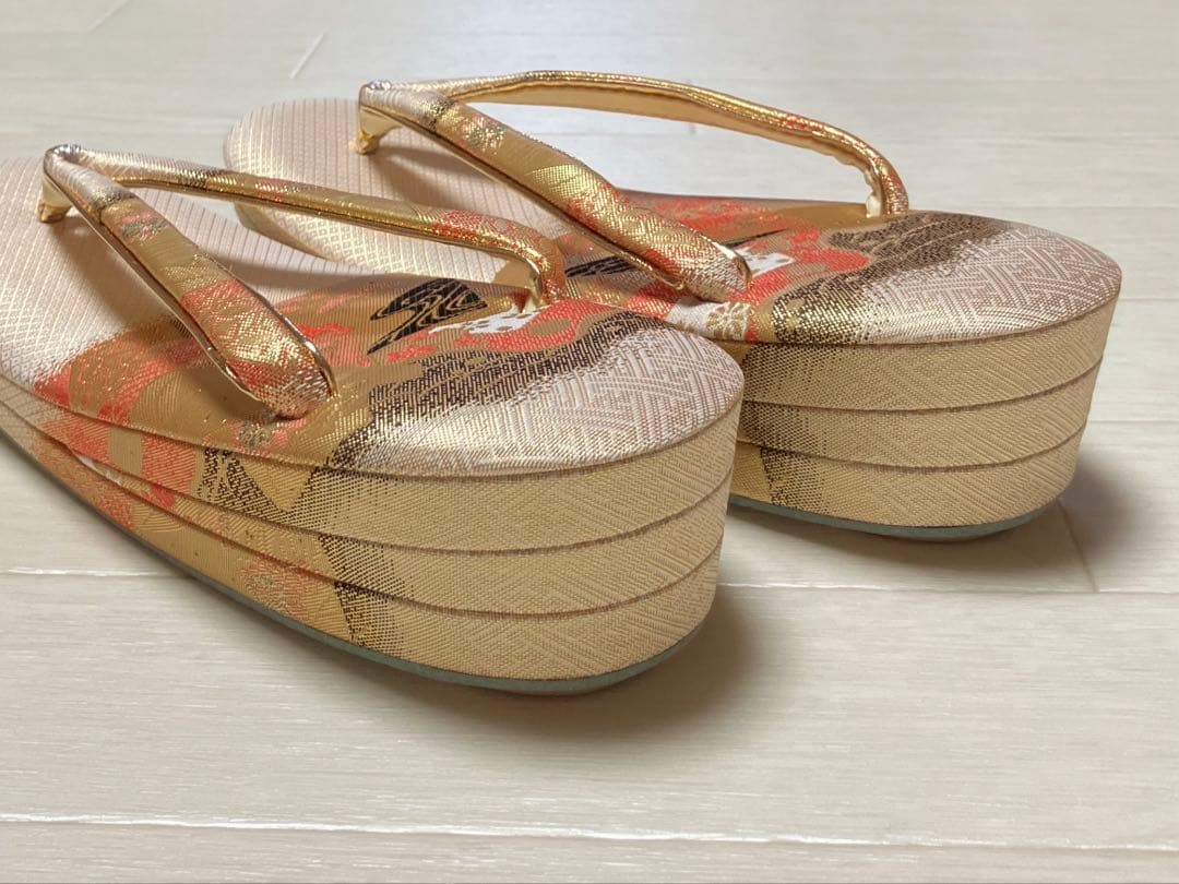 《未使用》佐賀錦　草履バッグセット　ゴールド　Lサイズ