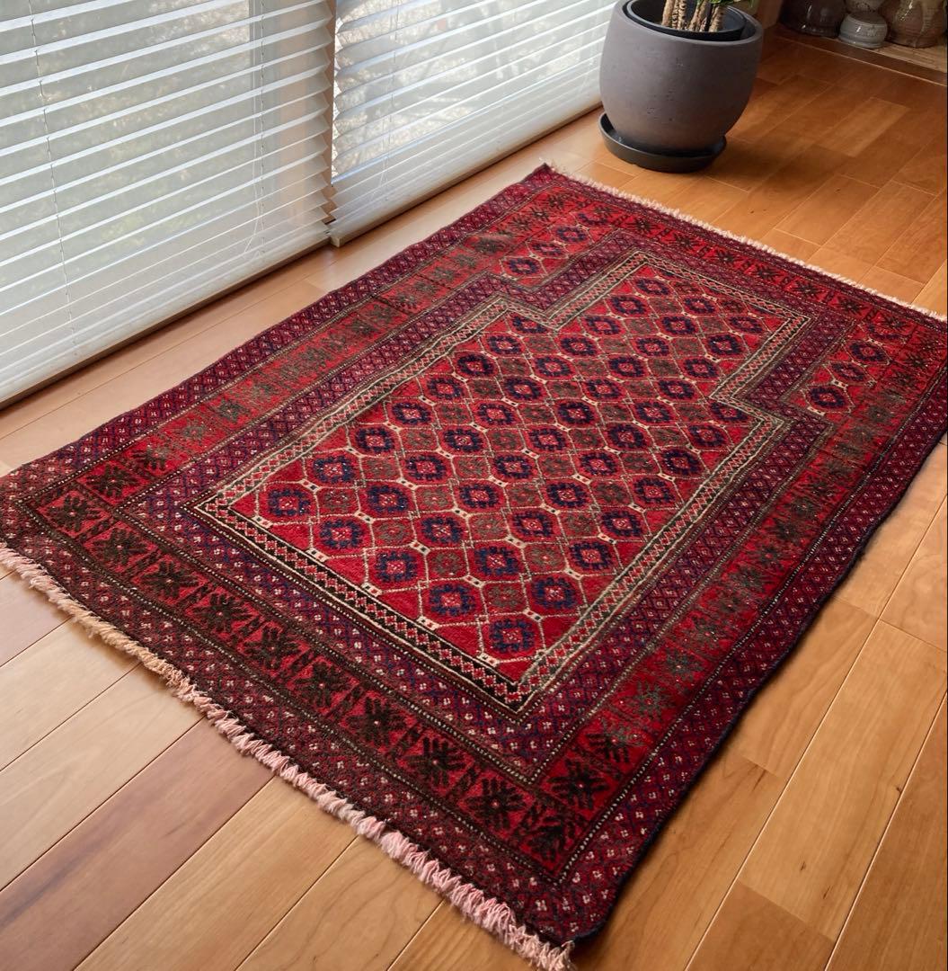 ヴィンテージラグ　トライバルラグ　プレイヤーラグ ヴィンテージ トライバル ラグ 90cm×30cm ネイビー : giftgiftgift