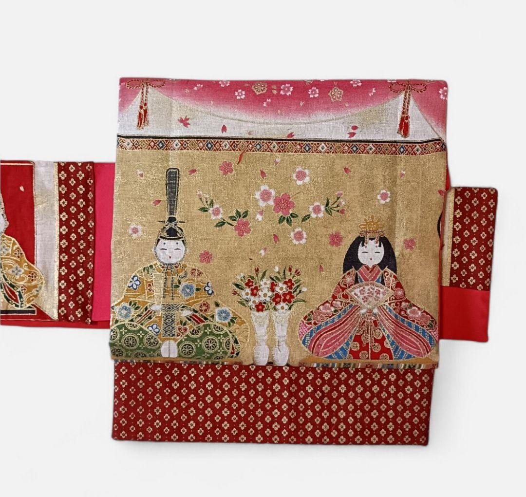 お雛様　桜　名古屋帯　赤　ひな祭り 楽天市場】浜ちりめん正絹染帯＜3月用 お雛様＞十日町秀美謹製 九寸