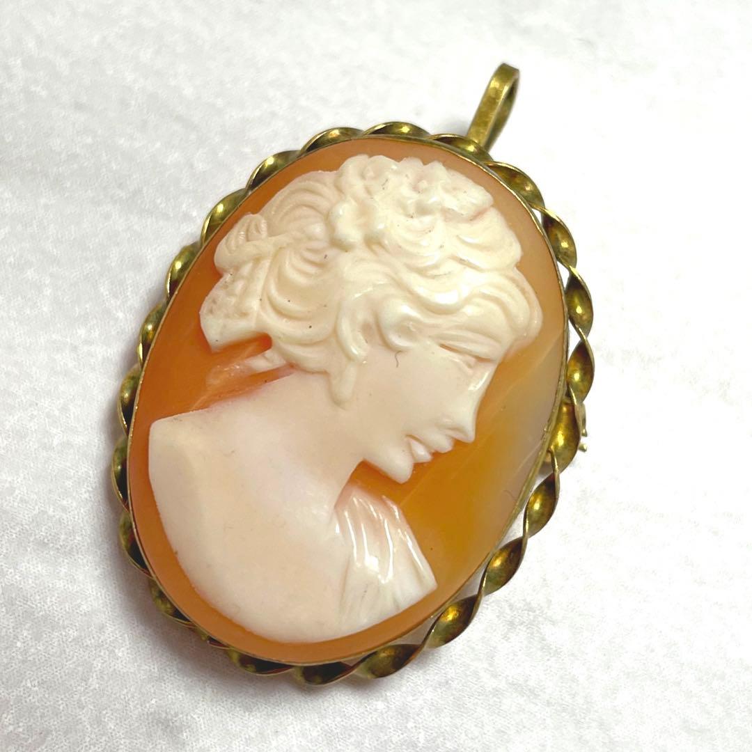 カメオ ブローチ ペンダント 女性 横顔 925刻印 - メルカリ