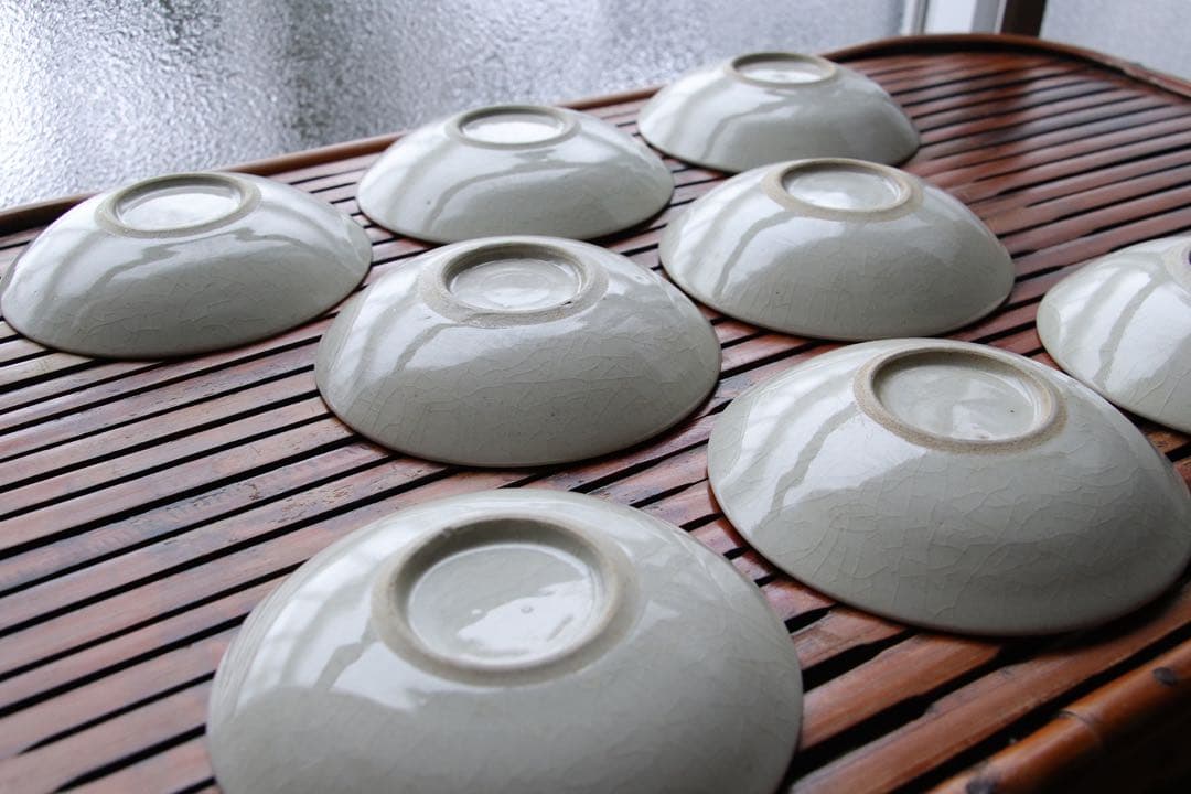 陶芸　清水焼　京都名所絵皿　８枚　木箱付　11.8cm