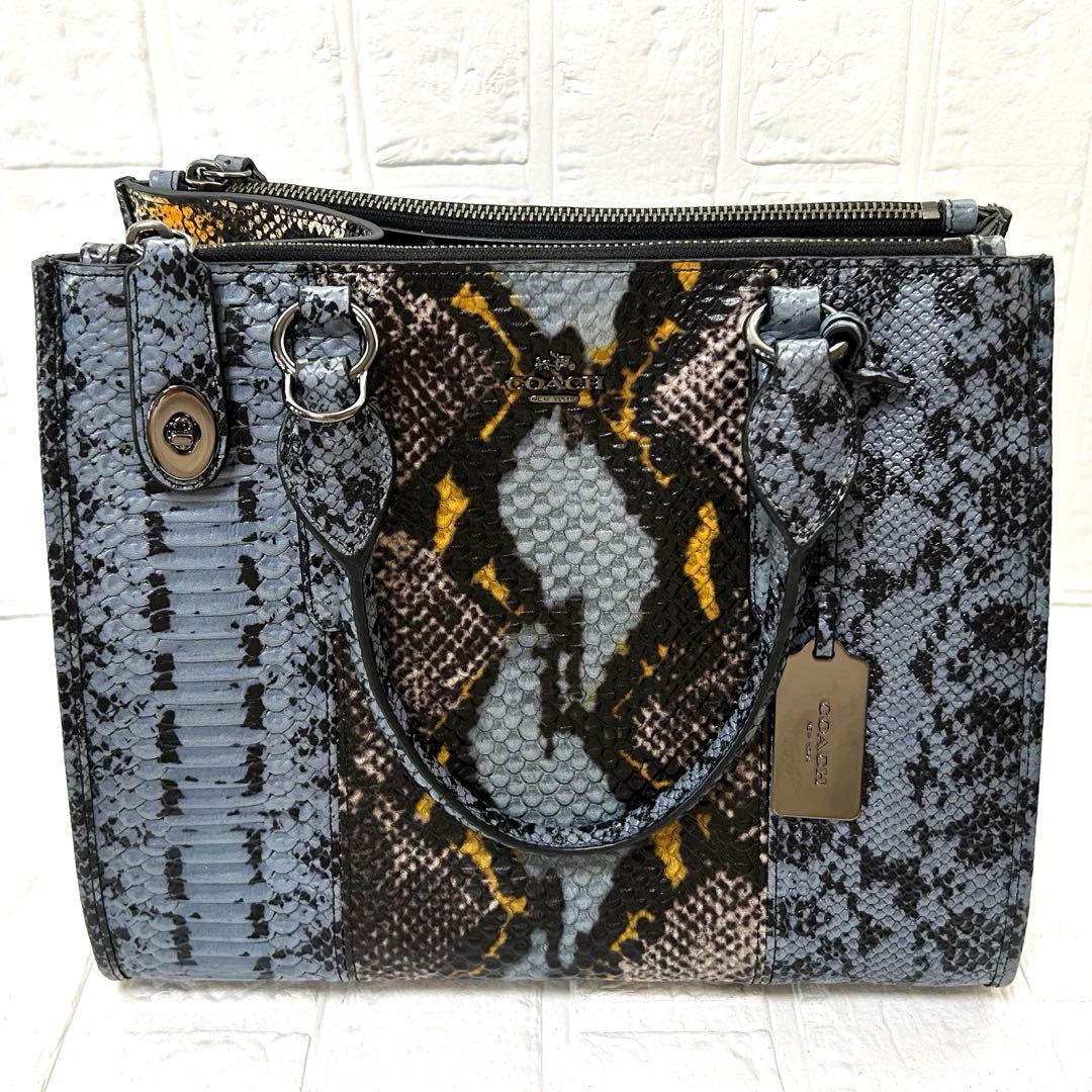 ♦︎COACH♦︎パイソン柄2wayレザーバッグ　ショルダー付き　未使用品 COACH】コーチ ペブルレザー シグネチャー エキゾチック ミニ エマ