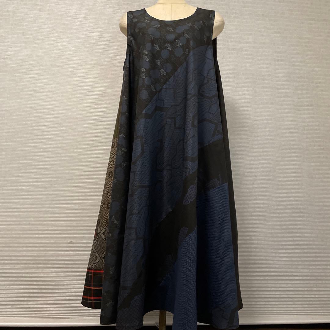 着物ワンピーステントラインマキシ丈【223】大島紬《龍郷柄7マルキ含む》