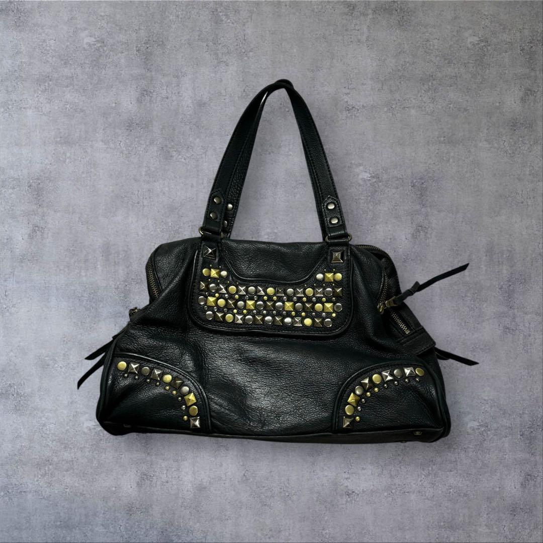 Y2K スタッズ レザー ワンショルダーバッグ グランジ 平成 ギャル男 お