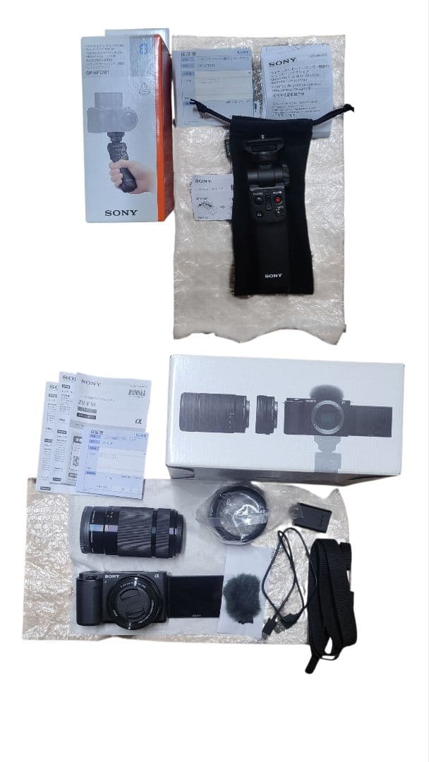 美品Sony ZV-E10 (ダブルズームレンズキット)+シューティンググリップ 新品)SONY (ソニー) VLOGCAM ZV-E10 II ダブルズームレンズキット ZV