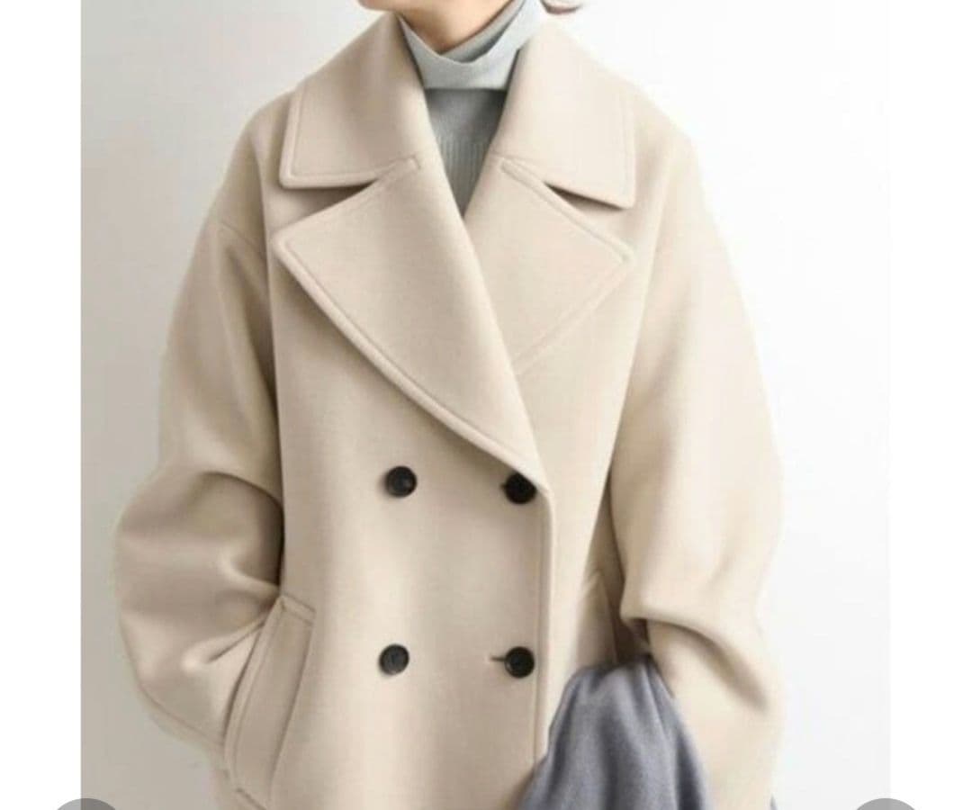 美品　IENAダブルモッサ コート モッサーダブルフェイス Vネックコート（ノーカラーコート）｜IENA