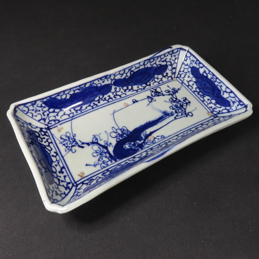 長皿 染付 3枚 窯傷 歪み 古伊万里 - メルカリ