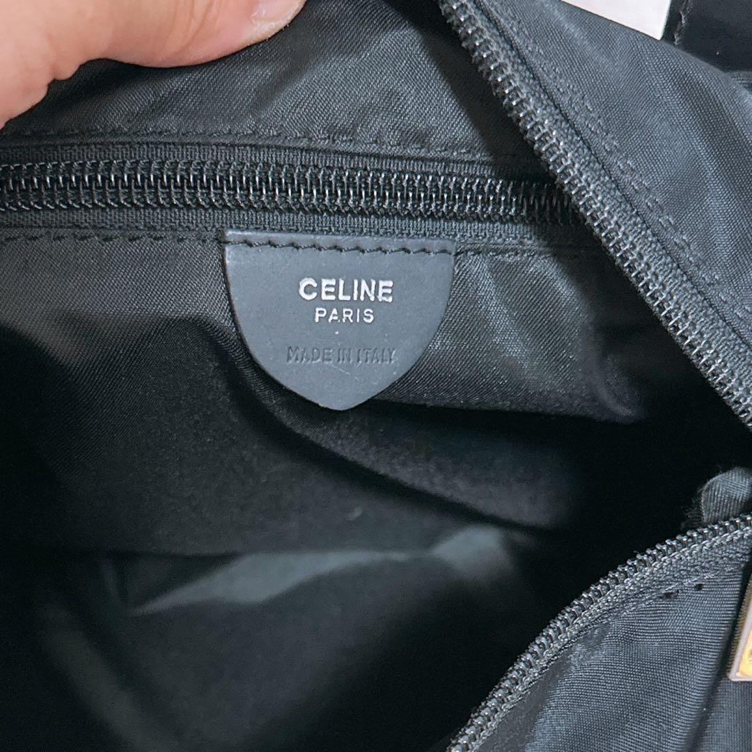 《美品》CELINE(セリーヌ)ハンドバッグ　ナイロン　サークルロゴ