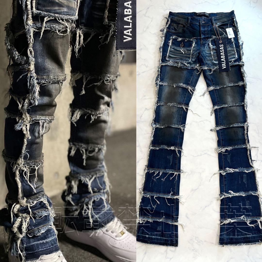 VALABASAS バラバサス クラッシュフレアスキニーデニム カーゴフレア