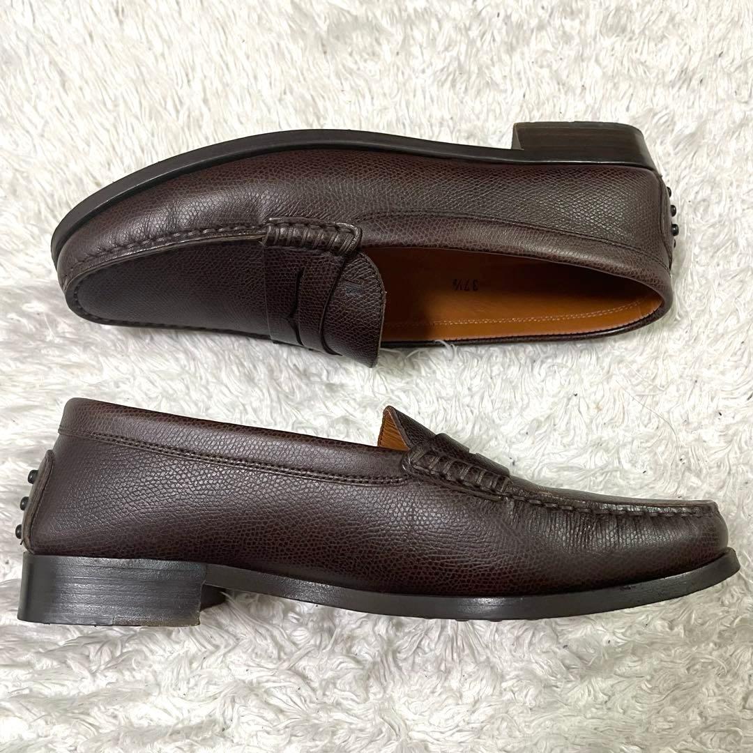 美品✨【TOD'S】トッズ　ドライビングシューズ　シボ革　ブラウン 24.5cm