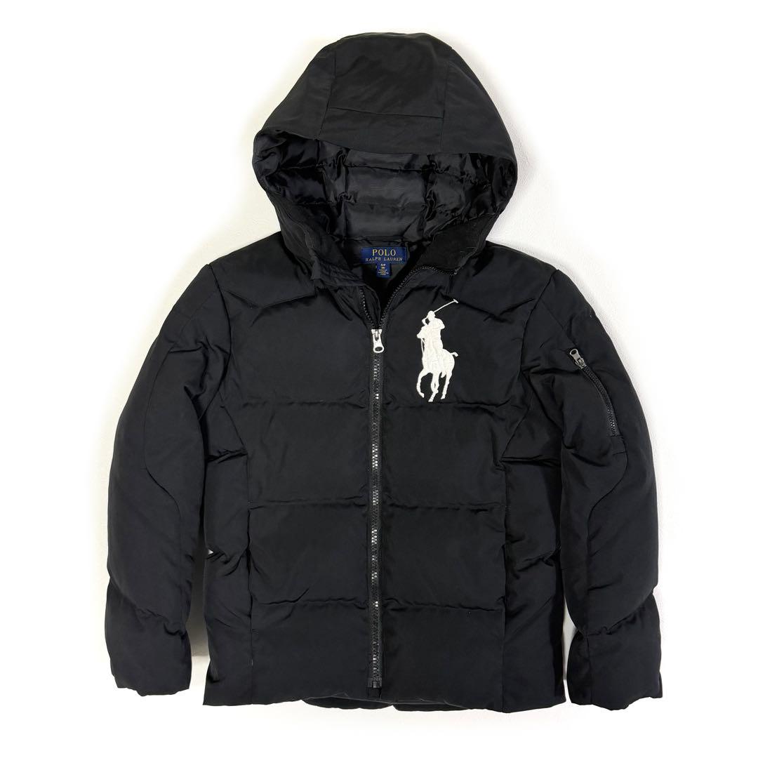 ポロラルフローレン ダウンジャケット ビッグポニー フード ブラック 130 ビッグポニー✨ ポロラルフローレン ダウンジャケット ブラック XL