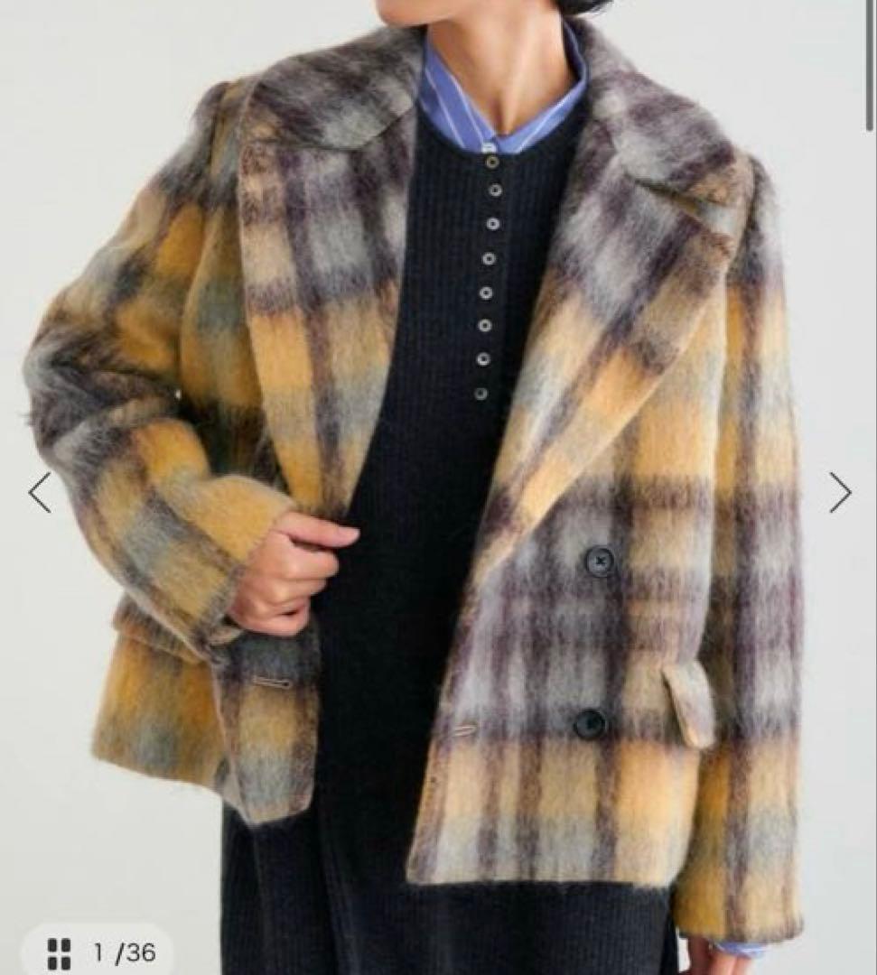 IENA 24AW チェックシャギーショートジャコット チェックシャギーショートジャコット（その他ブルゾン／アウター